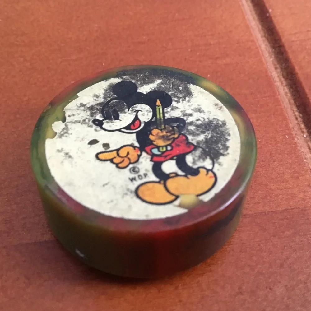 Rare Vintage Disney Mickey Mouse Bakelite Pencil Sharpener -Circa 1940's